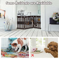24 Inch Folding Wooden Freestanding Dog Gate with 360¬∞ Flexible Hinge for Pet